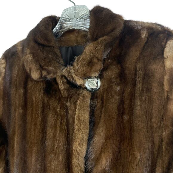 Vintage Nafia Real Mink Fur Long Coat Full Length Brown Size 8 - Picture 4 of 12